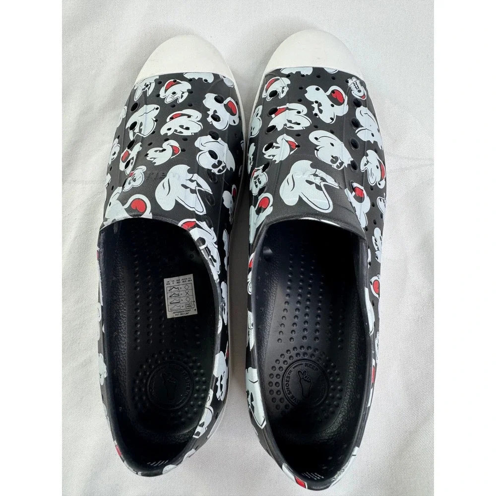 Native Shoes Jefferson Disney Mickey Mouse Print Black Mens Size 12 Slip On EVA